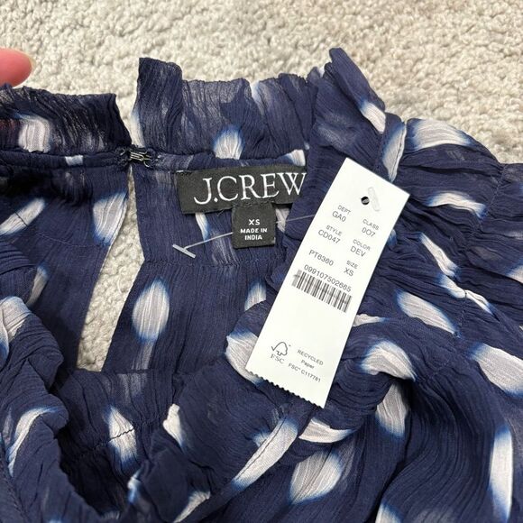 NWT J. Crew Dark Evening Ombre Crinkle Chiffon Smocked Top Size XS - Picture 6 of 12